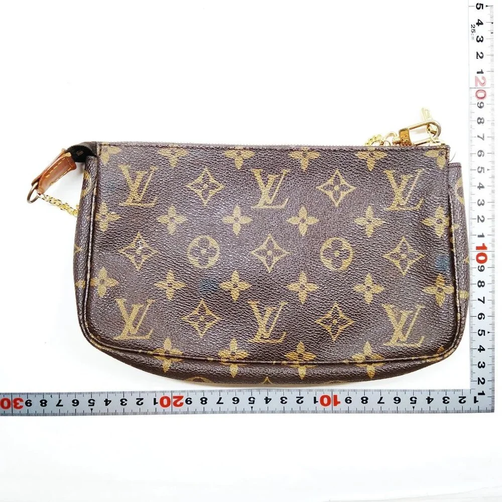 Louis Vuitton Pochette Accessoires Monogram Chain Bag/Authentic LV Shoulder Bag - Picture 3 of 10